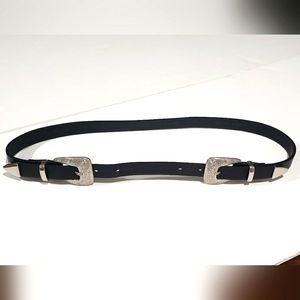 Double Buckle Black & Silver Belt